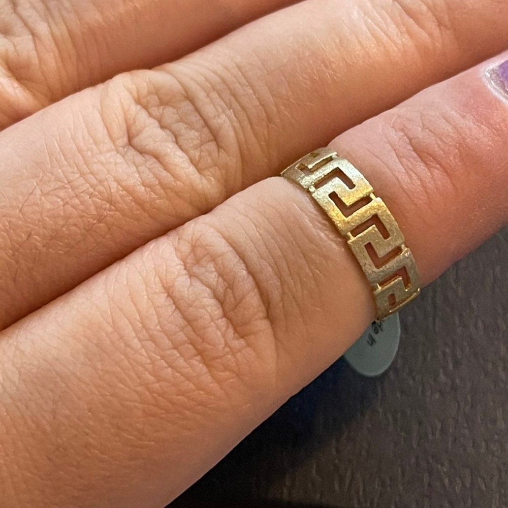 Gold Geometric Pattern Ring - image 3